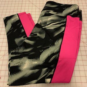 3X LULAROE RISE ANKLE LEGGINGS GRAY/BLACK/PINK